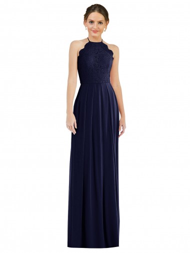 Sleeveless Halter Neck Soft Chiffon Dark Navy Long Semi Formal Evening Dress / Bridesmaid Dress Leicester