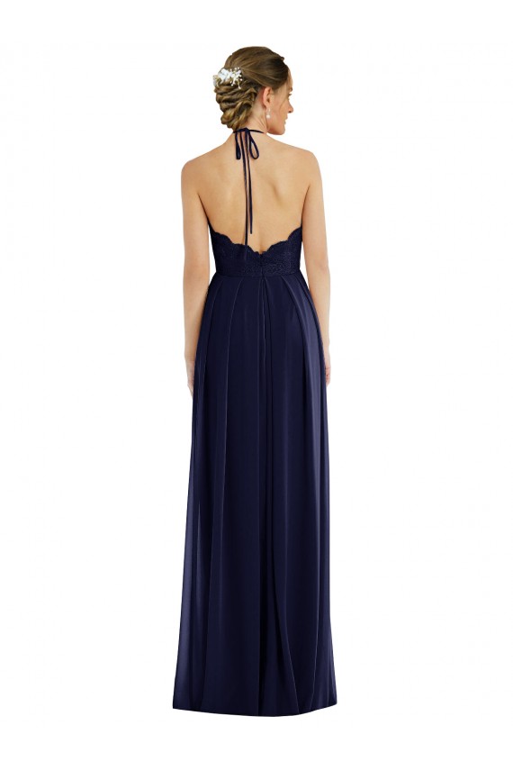 Sleeveless Halter Neck Soft Chiffon Dark Navy Long Semi Formal Evening Dress / Bridesmaid Dress Leicester