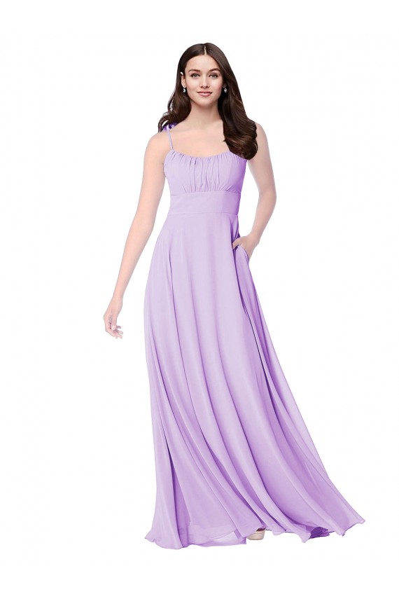 Sleeveless Scoop Neck Soft Chiffon Lilac Long Bridal Party Dress Leicester