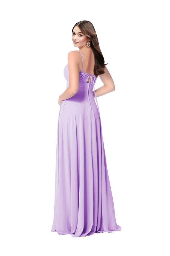 Sleeveless Scoop Neck Soft Chiffon Lilac Long Bridal Party Dress Leicester