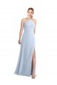 Sleeveless Halter Neck Chiffon Light Sky Blue Long Bridesmaid Dress / Evening Dress Leicester