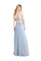 Sleeveless Halter Neck Chiffon Light Sky Blue Long Bridesmaid Dress / Evening Dress Leicester