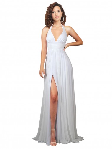 Sleeveless V-Neck Soft Chiffon White Sweep Train Beach Wedding Dress Leicester