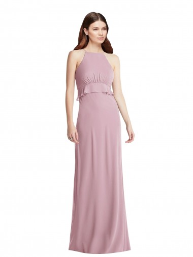 Sleeveless Halter Neck Chiffon Primrose Long Bridesmaid Dress / Evening Dress Leicester