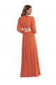 Long Sleeves V-Neck Soft Chiffon Firecracker Long High Low Evening Gown / Bridesmaid Dress Leicester