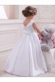Sleeveless Bateau Neck Satin & Lace Ivory Long Flower Girl Dresses Leicester