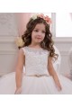 Sleeveless Bateau Neck Tulle & Lace Ivory Chapel Train Flower Girl Wedding Dress Leicester
