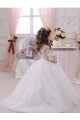 Sleeveless Bateau Neck Tulle & Lace Ivory Ball Gowns Chapel Train Flower Girl Dress Leicester