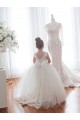 Sleeveless Bateau Neck Tulle & Lace Ivory Ball Gown Chapel Train Flower Girl Dress Leicester