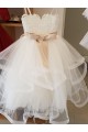Sleeveless High Neck Tulle & Lace Ivory Long Flower Girl Wedding Dress Leicester