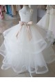 Sleeveless High Neck Tulle & Lace Ivory Long Flower Girl Wedding Dress Leicester