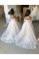 Long Sleeves Sweetheart Tulle & Lace Ivory Chapel Train Little Flower Girl Dress Leicester