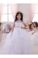 Short Sleeves Sweetheart Tulle & Lace Ivory Long Little Flower Girl Dress Leicester