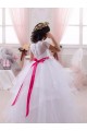 Short Sleeves Sweetheart Tulle & Lace Ivory Long Little Flower Girl Dress Leicester
