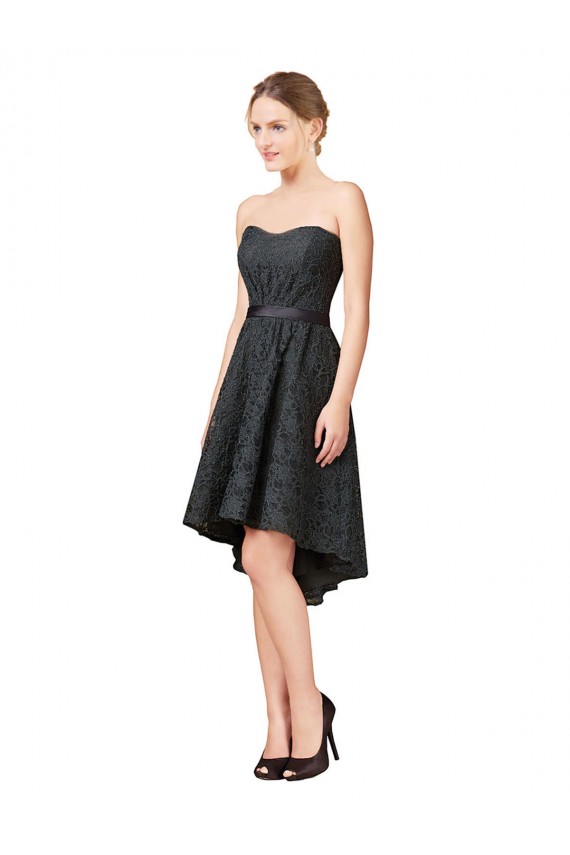 Sleeveless Sweetheart Lace Slate Grey Knee Length High Low Bridesmaid Dress Leicester