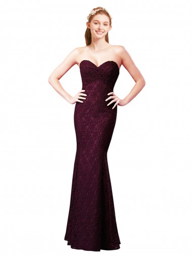 Sleeveless Sweetheart Lace Grape Long Bridesmaid Dress Leicester