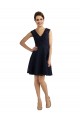 Sleeveless V-Neck Lace Dark Navy Knee Length Bridesmaid Dress / Evening Dress Leicester