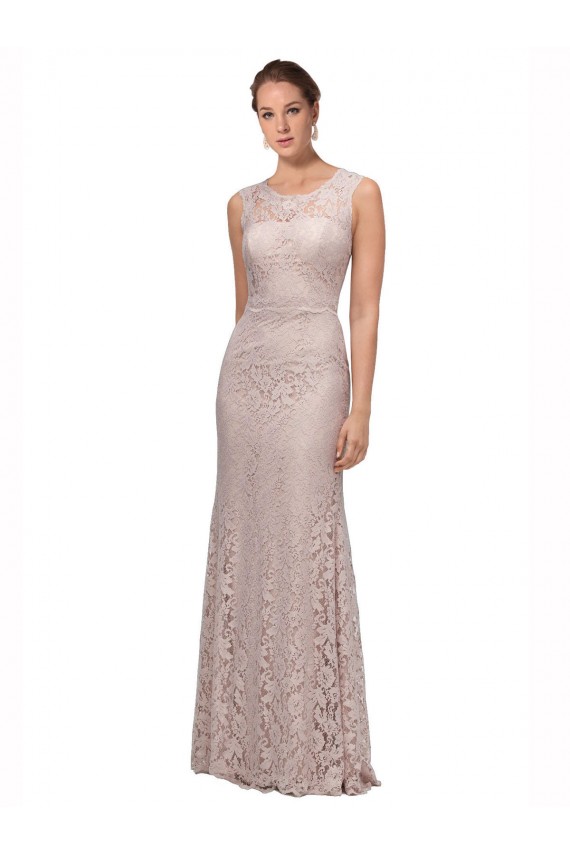 Sleeveless Scoop Neck Lace Long Prom Dress / Bridesmaid Dress Leicester