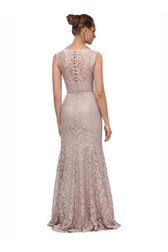 Sleeveless Scoop Neck Lace Long Prom Dress / Bridesmaid Dress Leicester