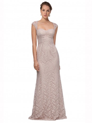 Cap Sleeves Sweetheart Lace Long Bridesmaid Dress / Formal Dress Leicester