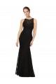 Sleeveless Jewel Neck Lace Black Long Bridesmaid Dress Leicester