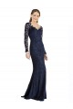 Long Sleeves Sweetheart Lace Dark Navy Long Prom Dress / Bridesmaid Dress Leicester