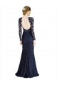 Long Sleeves Sweetheart Lace Dark Navy Long Prom Dress / Bridesmaid Dress Leicester