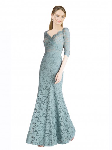 Half Sleeves Sweetheart Lace Long Prom Dress / Bridesmaid Dress Leicester