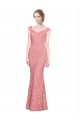 Sleeveless Strapless Lace Salmon Long Prom Dress / Bridesmaid Dress Leicester