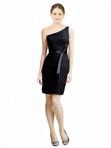 Sleeveless One Shoulder Lace Black Knee Length Bridesmaid Dress Leicester