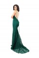 Sleeveless V-Neck Lace Dark Green Long Black Tie Evening Gown / Prom Dress / Bridesmaid Dress Leicester