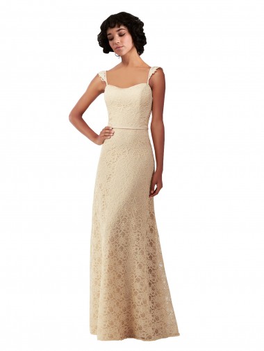Sleeveless Sweetheart Lace Champagne Long Bridesmaid Dress Leicester