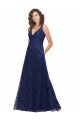 Sleeveless V-Neck Lace Dark Navy A-Line Long Bridesmaid Dress Leicester