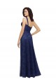 Sleeveless V-Neck Lace Dark Navy A-Line Long Bridesmaid Dress Leicester