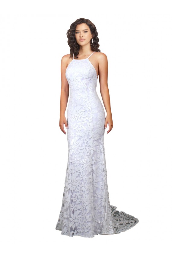 Sleeveless High Neck Lace White Sweep Train Wedding Dress Leicester
