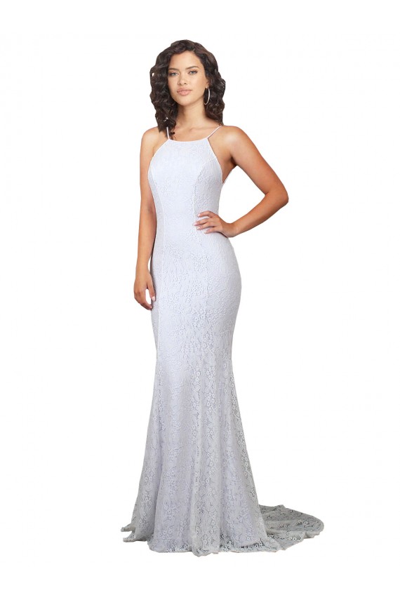 Sleeveless High Neck Lace White Mermaid Sweep Train Wedding Dress Leicester