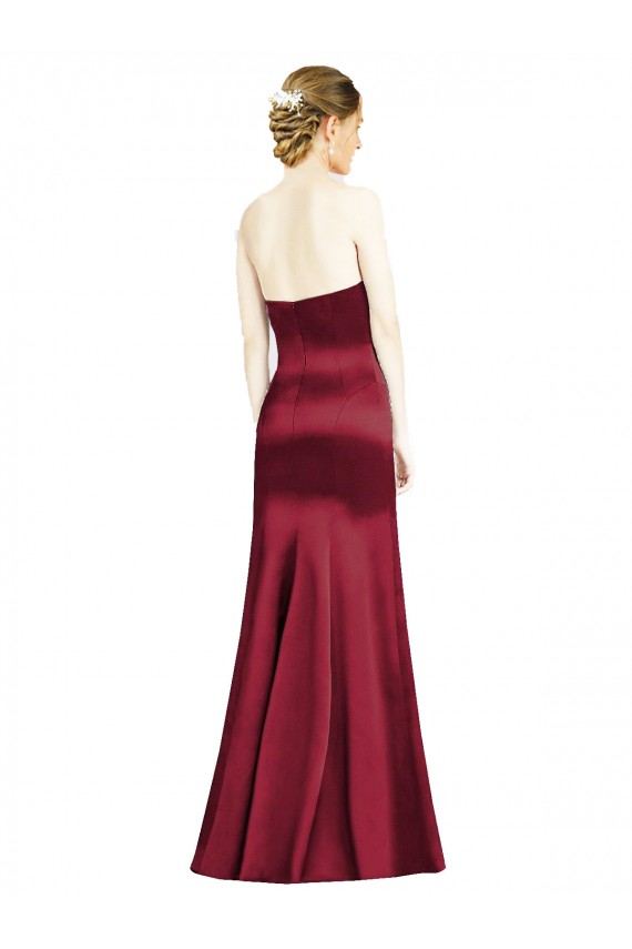 Sleeveless Sweetheart Satin Burgundy Long Bridesmaid Dress Leicester