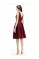 Sleeveless Bateau Neck Satin Burgundy Knee Length Bridesmaid Gown Leicester