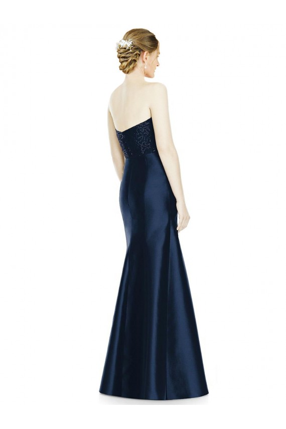 Sleeveless Strapless Satin Dark Navy Long Evening Dress / Bridesmaid Dress Leicester