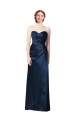 Sleeveless Strapless Satin Dark Navy Long Bridesmaid Dress Leicester