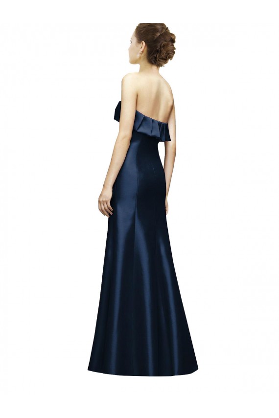 Sleeveless Strapless Satin Dark Navy Mermaid Long Bridesmaid Dress Leicester