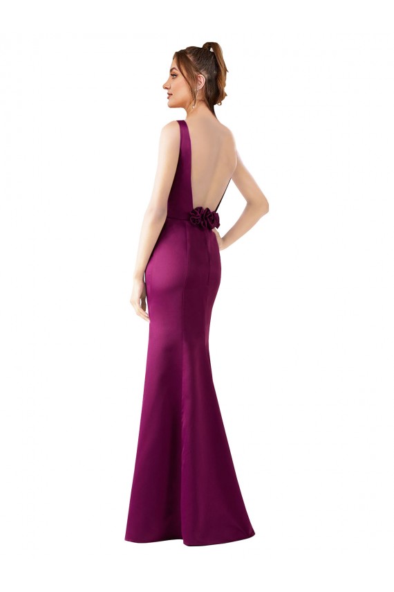 Sleeveless Bateau Neck Satin Merlot Long Black Tie Evening Gown / Prom Dress / Bridesmaid Dress Leicester