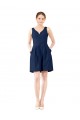 Sleeveless V-Neck Satin Dark Navy Knee Length Bridesmaid Gown Leicester