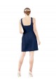 Sleeveless V-Neck Satin Dark Navy Knee Length Bridesmaid Gown Leicester