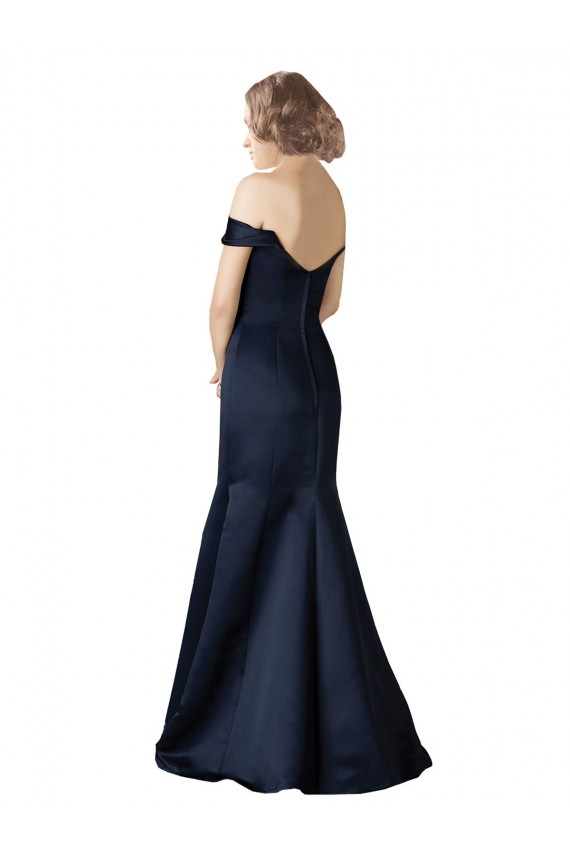 Cap Sleeves V-Neck Satin Dark Navy Long Prom Dress / Bridesmaid Dress Leicester
