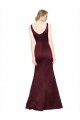 Sleeveless V-Neck Satin Burgundy Long Black Tie Evening Gown / Prom Dress / Bridesmaid Dress Leicester