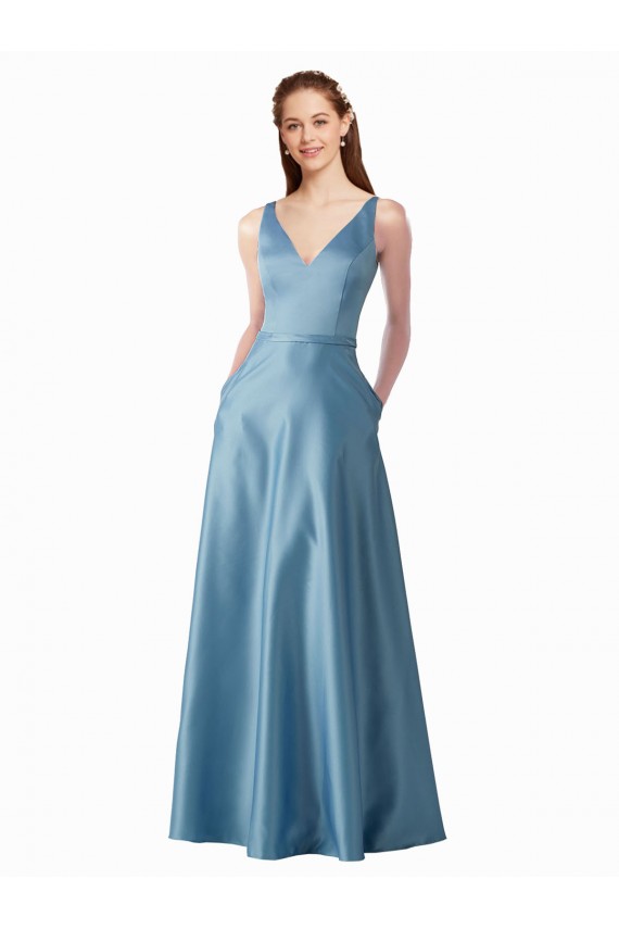 Sleeveless High Neck Satin Long Black Tie Prom Dress / Bridesmaid Dress Leicester
