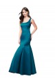 Sleeveless Bateau Neck Satin Peacock Blue Long Prom Dress / Bridesmaid Dress Leicester