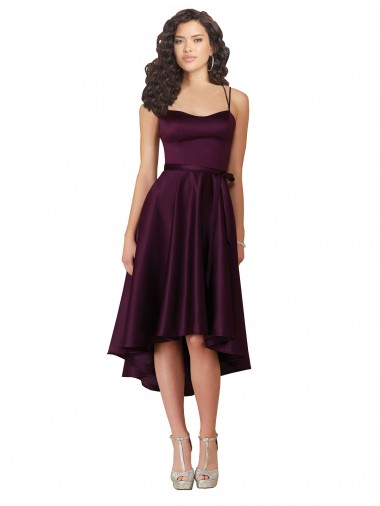Sleeveless Scoop Neck Neck Satin Grape Short High Low Prom Dress / Bridesmaid Dress Leicester