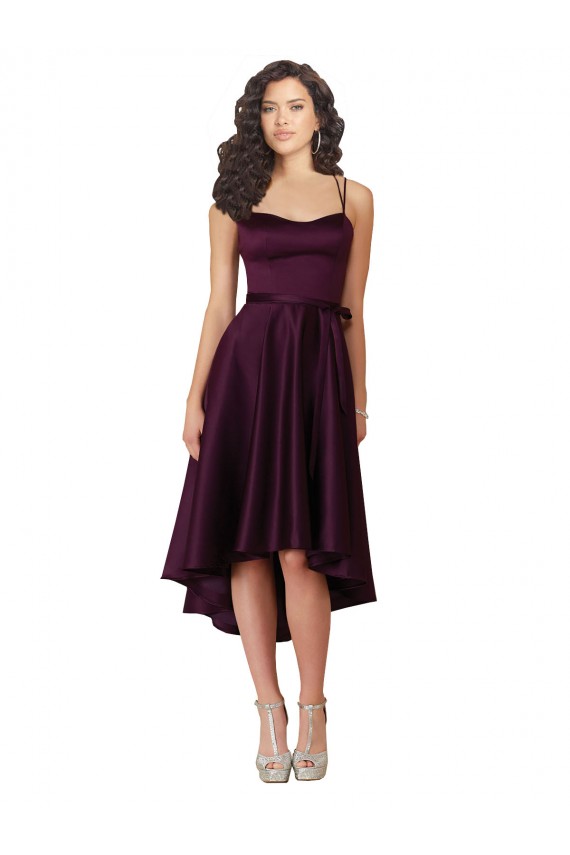 Sleeveless Scoop Neck Neck Satin Grape Short High Low Prom Dress / Bridesmaid Dress Leicester